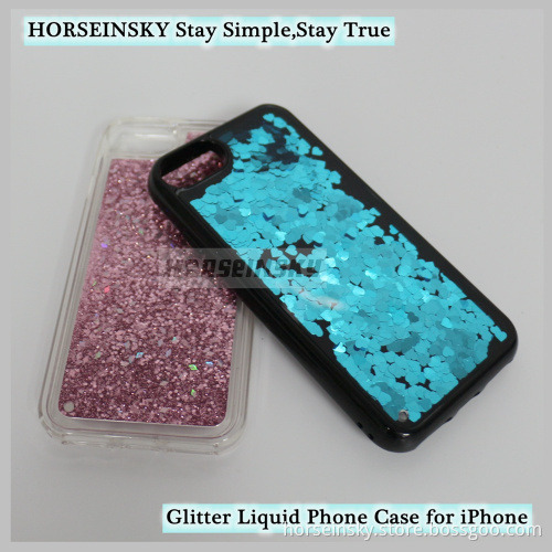 2017 New Design Liquid Hearts Phone Case for iPhone7 PC Liquid Case